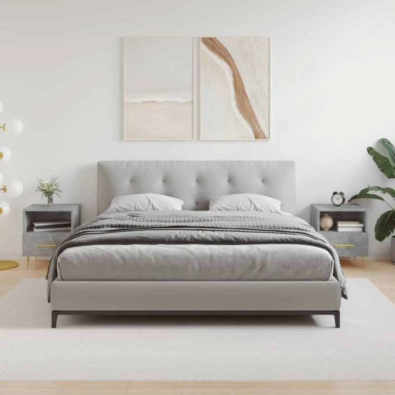 vidaXL Sengebord 2 stk. 40x35x47,5 cm konstrueret træ betongrå