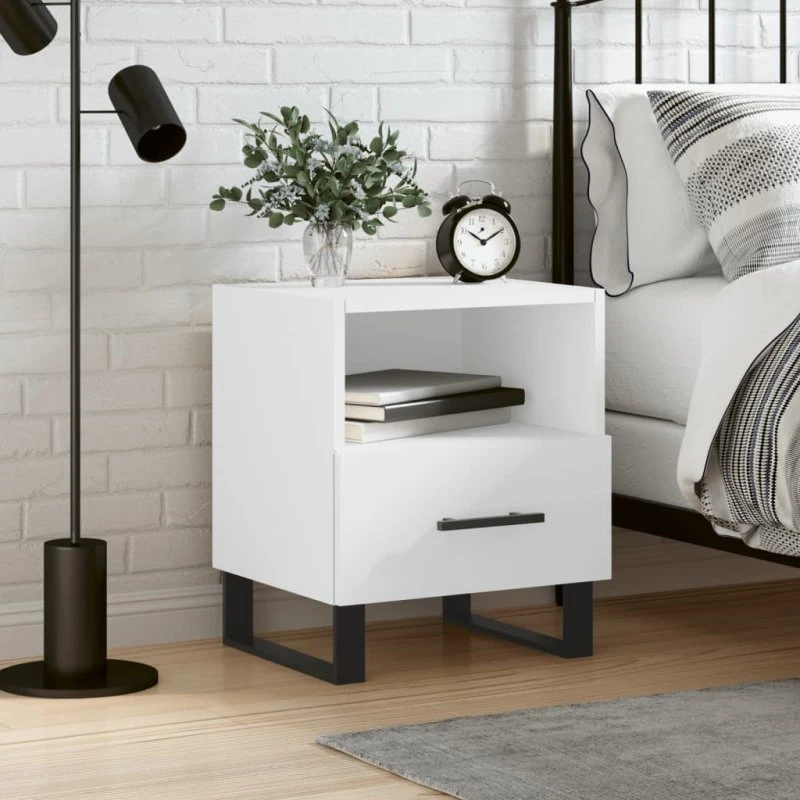 vidaXL Sengebord 40x35x47,5 cm hvid konstrueret træ