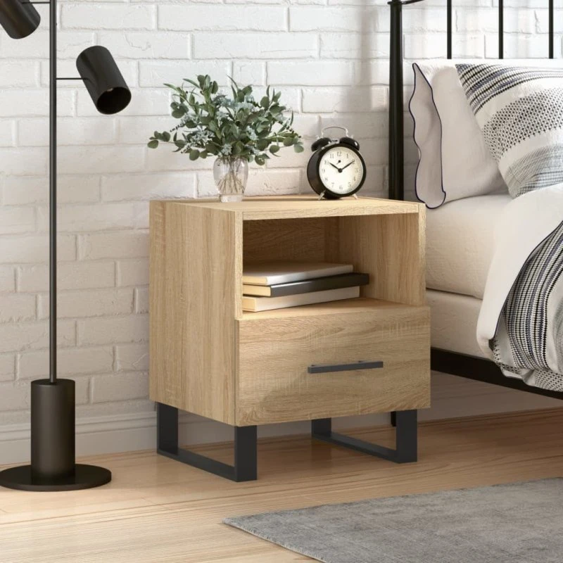 vidaXL Sengebord 40x35x47,5 cm konstrueret træ Sonoma-eg