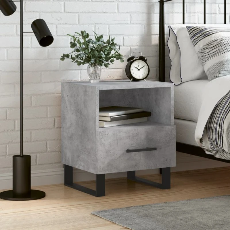 vidaXL Sengebord 40x35x47,5 cm konstrueret træ betongrå