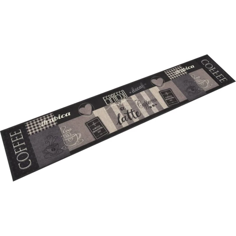 vidaXL Køkkentæppe 60x300 cm Coffee Black-design vaskbart velour
