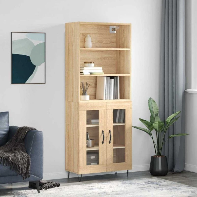 vidaXL Højskab 69,5x34x180 cm Konstrueret Træ Sonoma-Eg