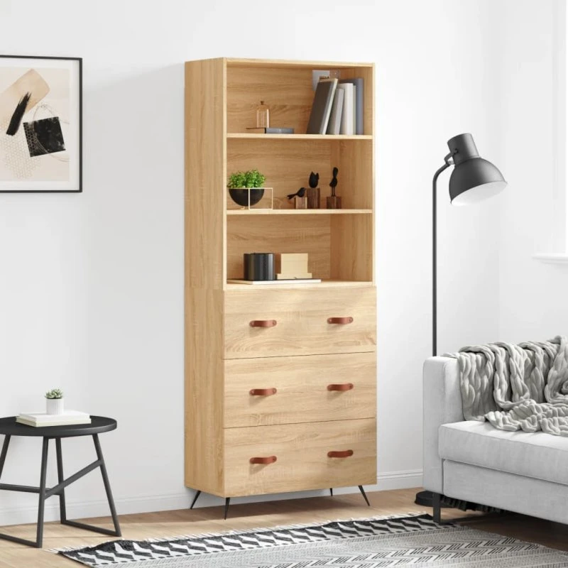 vidaXL Højskab 69,5x34x180 cm Konstrueret Træ Sonoma-Eg