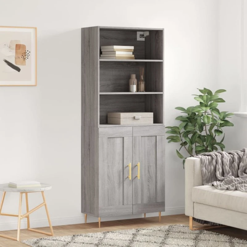 vidaXL Højskab 69,5x34x180 cm Konstrueret Træ Grå Sonoma-Ege