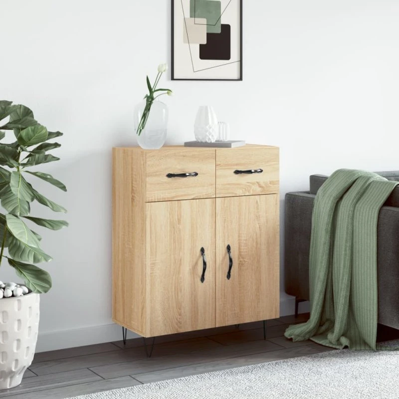 vidaXL Skænk 69,5x34x90 cm Konstrueret Træ Sonoma-Eg