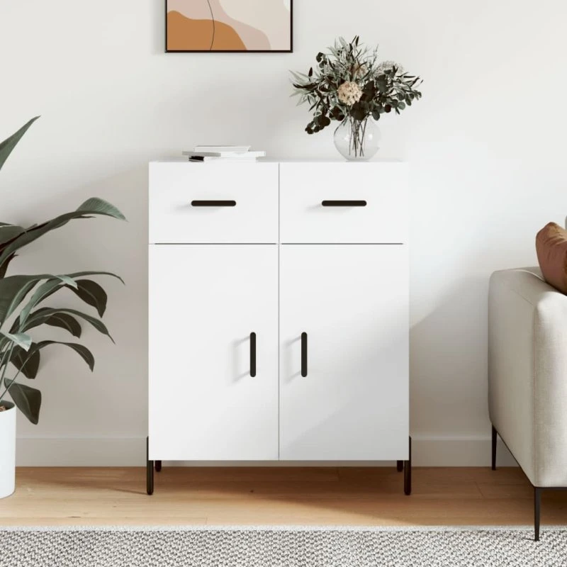 vidaXL Skænk 69,5x34x90 cm konstrueret træ hvid
