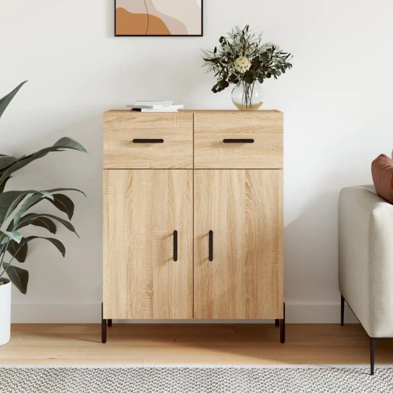 vidaXL Skænk 69,5x34x90 cm Konstrueret Træ Sonoma-Eg