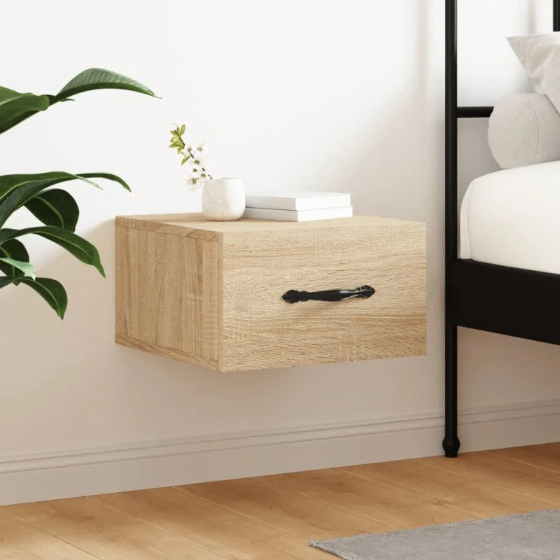 vidaXL Væghængt Sengebord 35x35x20 cm Sonoma-Eg