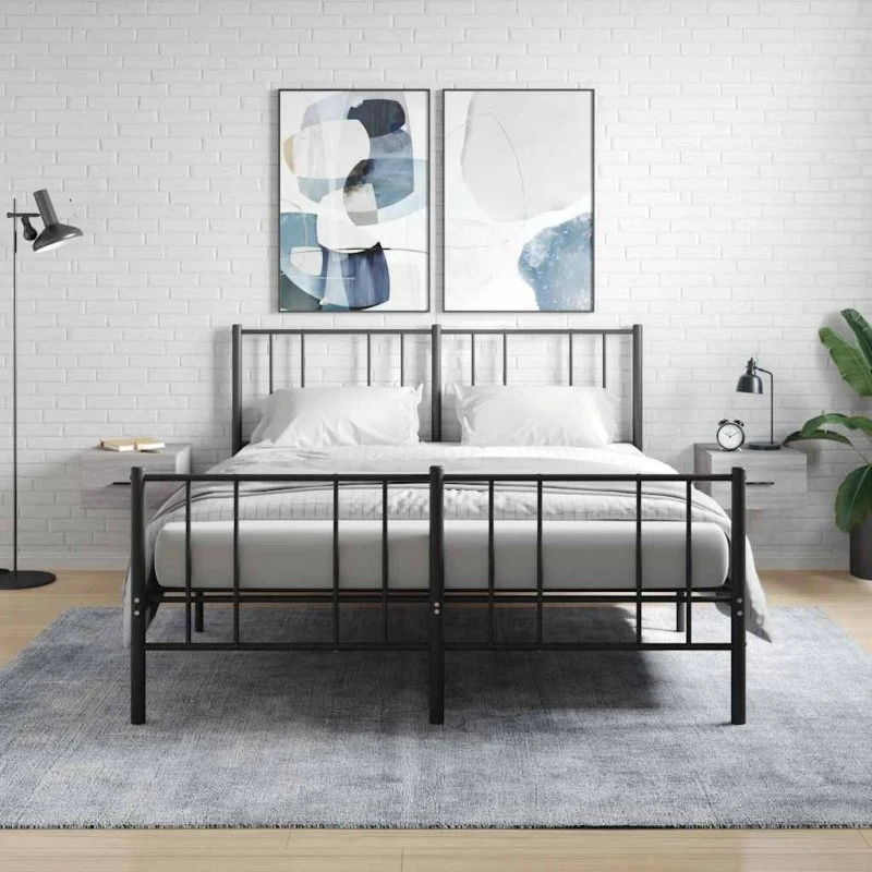 vidaXL Væghængte sengeborde 2 stk. 35x35x20 cm grå sonoma-eg