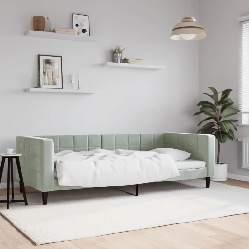 vidaXL Daybed 90x190 cm lysegrå velour
