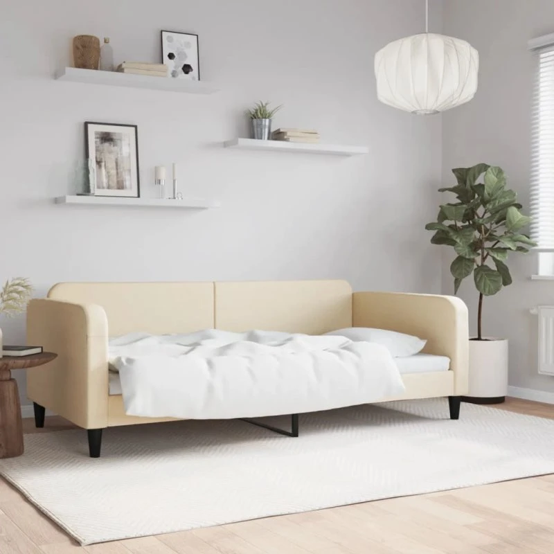 vidaXL Daybed 100x200 cm Cremefarvet Stof