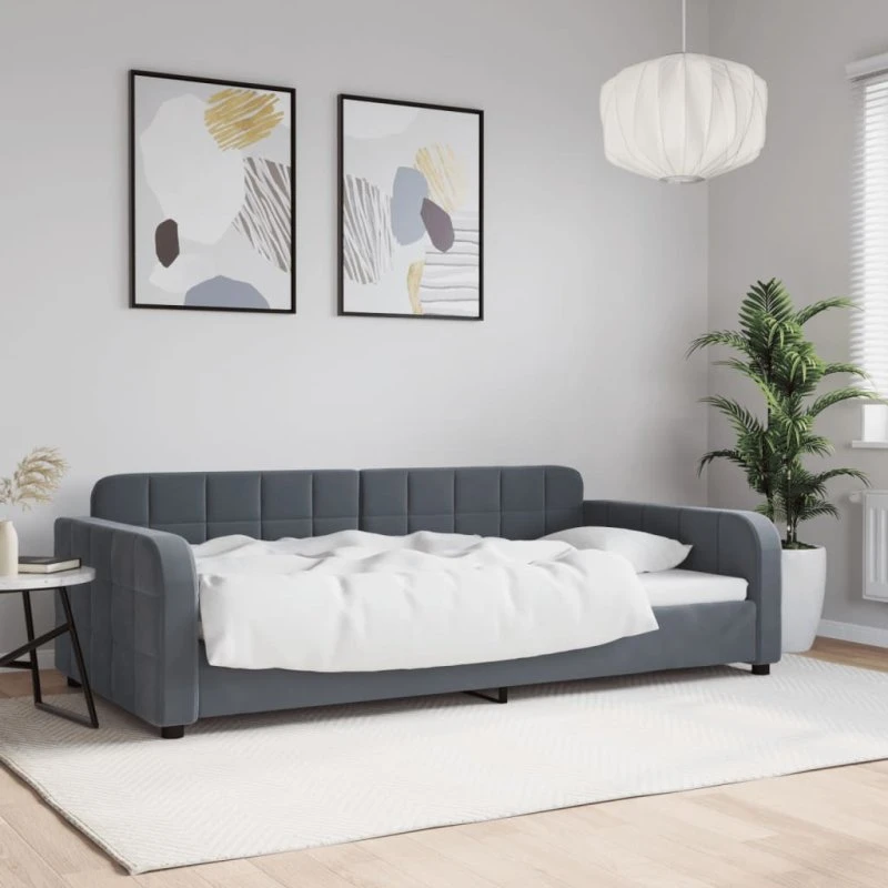 vidaXL Daybed 100x200 cm Mørkegrå Velour