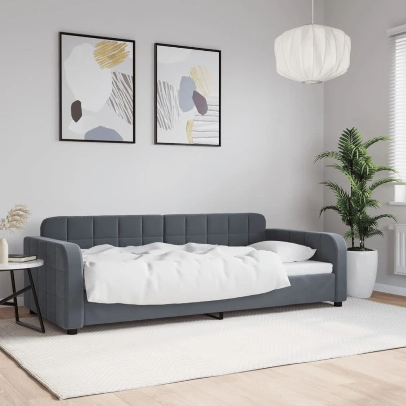 vidaXL Daybed 90x190 cm mørkegrå velour