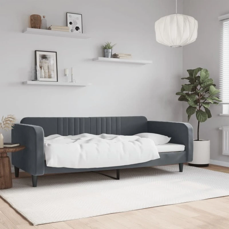 vidaXL Daybed 90x190 cm mørkegrå velour