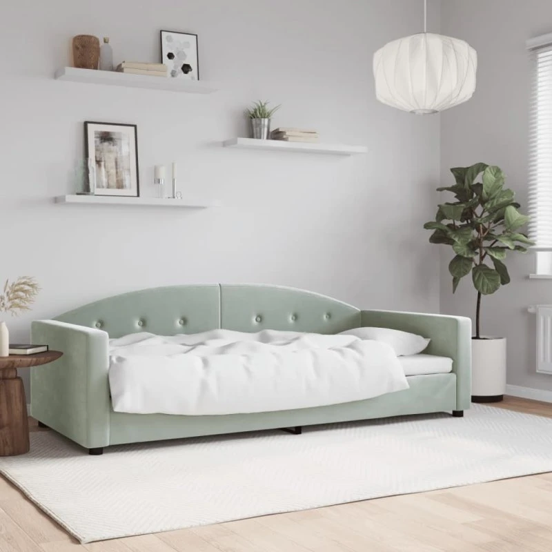 vidaXL Daybed 90x190 cm lysegrå velour
