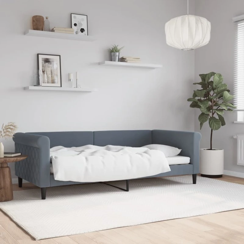 vidaXL Daybed 90x190 cm mørkegrå velour