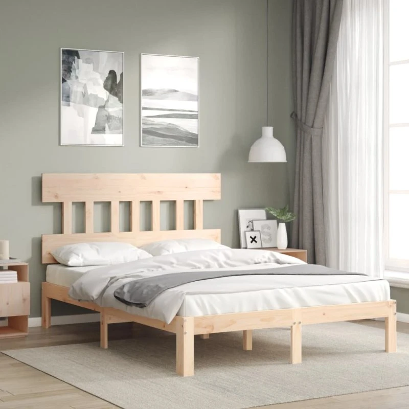 vidaXL Sengeramme Small Double massivt fyrretræ