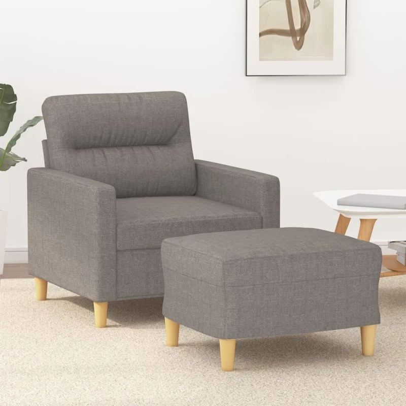 vidaXL Sofastol med fodskammel 60 cm Gråbrun