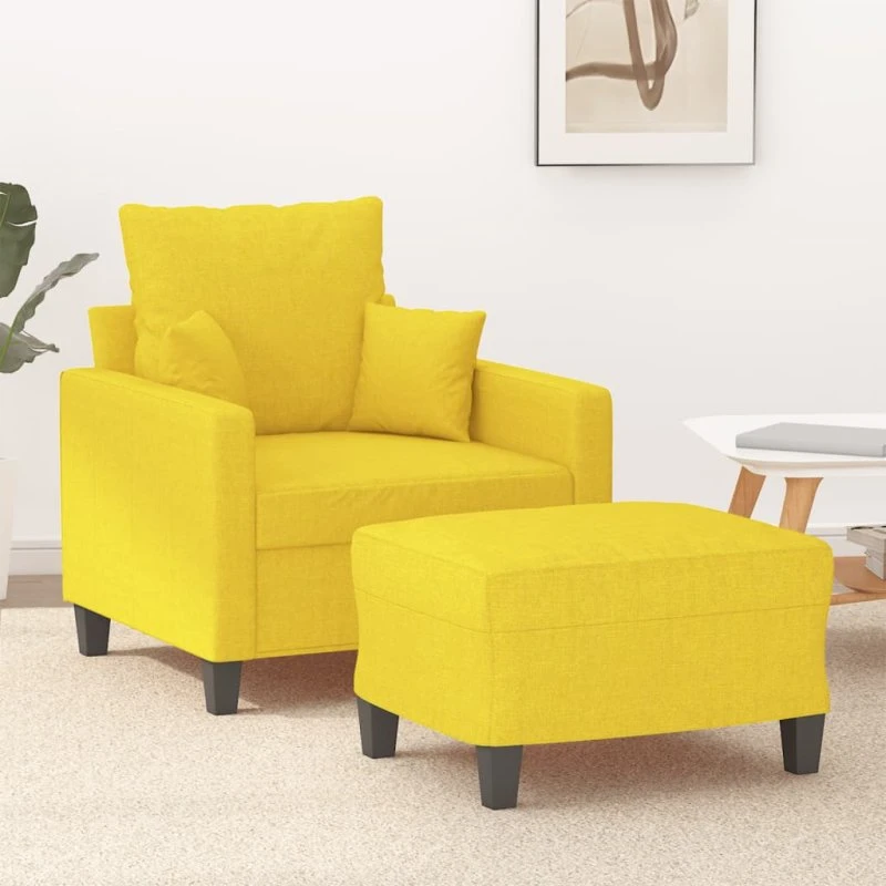 vidaXL Sofastol med fodskammel 60 cm, Lysegul