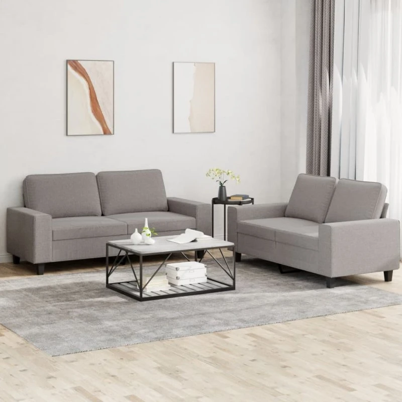 vidaXL sofasæt 2 dele gråbrun stof