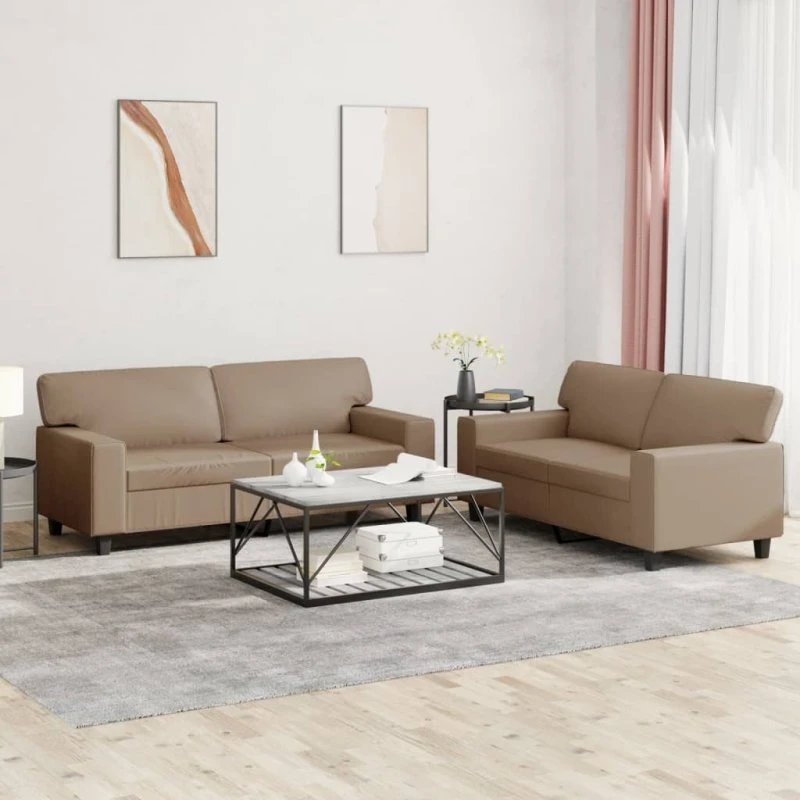 vidaXL 2-delers sofasæt i kunstlæder, cappuccino