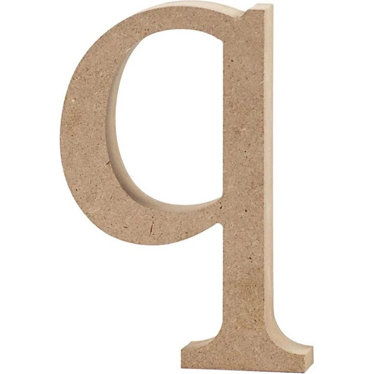 MDF bogstav q, højde 12,2 cm, tykkelse 2 cm
