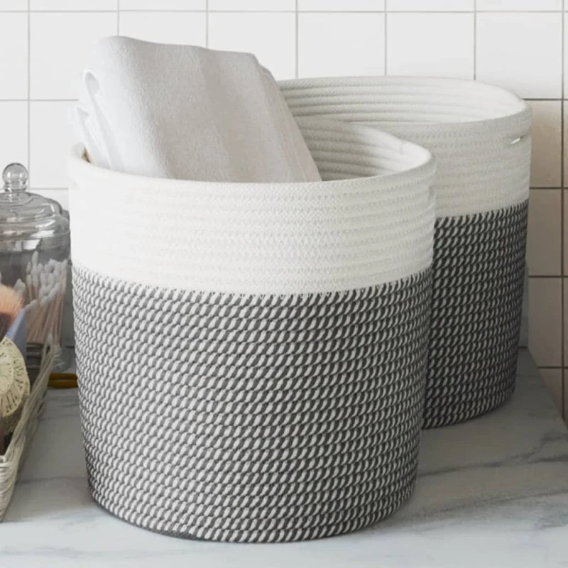 vidaXL 2 stk. Opbevaringskurve 28x28 cm bomuld grå/hvid
