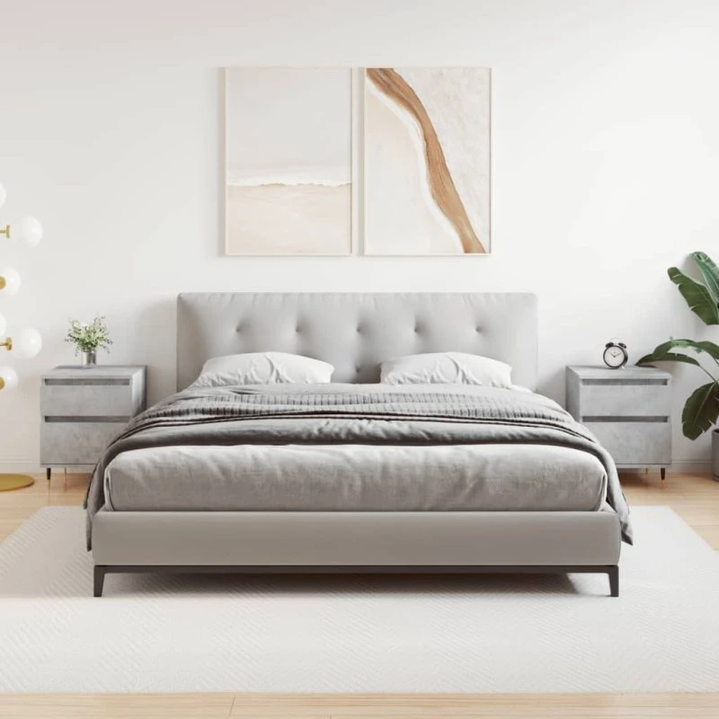 vidaXL Sengeborde 2 stk. 40x35x50 cm konstrueret træ betongrå