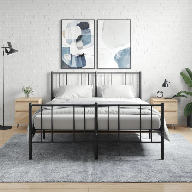 vidaXL Sengeborde 2 stk. 40x35x50 cm konstrueret træ Sonoma-eg