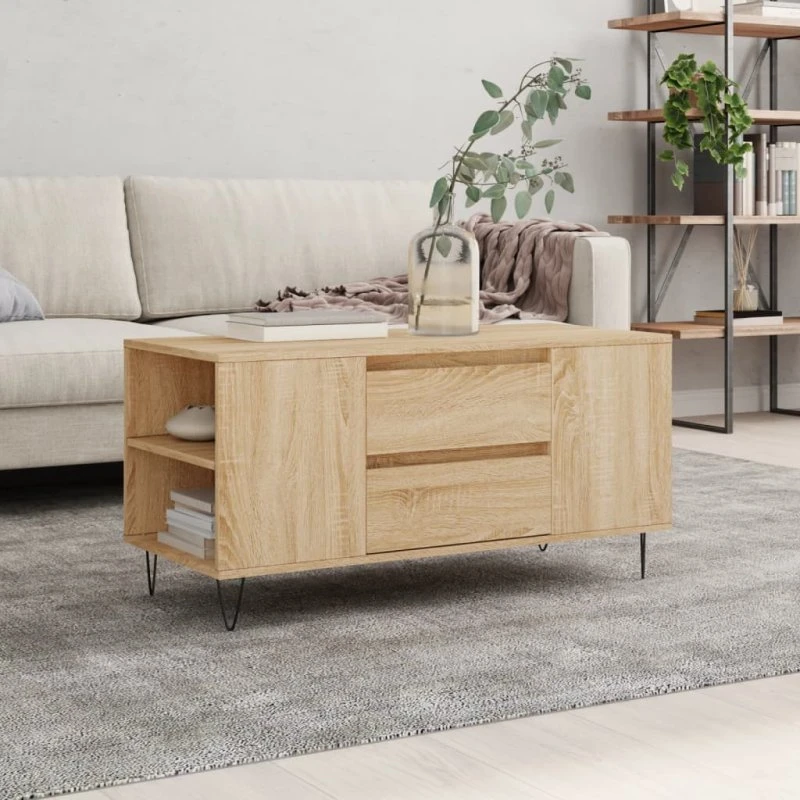 vidaXL Sofabord 102x44,5x50 cm Konstrueret Træ Sonoma-Ege