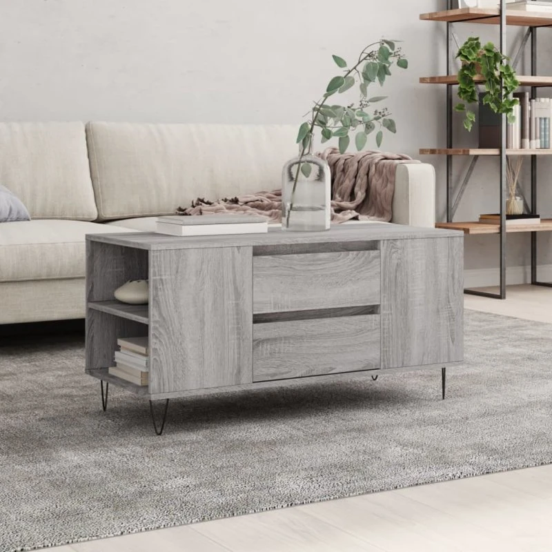 vidaXL sofabord 102x44,5x50 cm grå sonoma-eg
