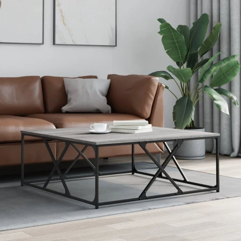 vidaXL Sofabord 100x100x40 cm grå sonoma-eg konstrueret træ