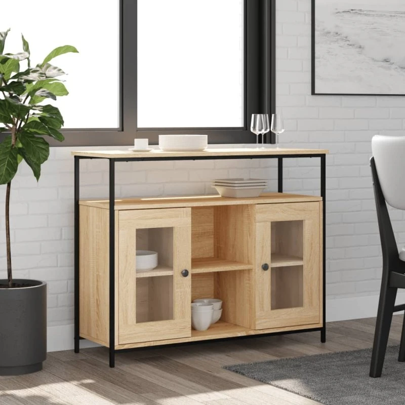 vidaXL Skænk 100x35x80 cm Konstrueret Træ Sonoma-Eg