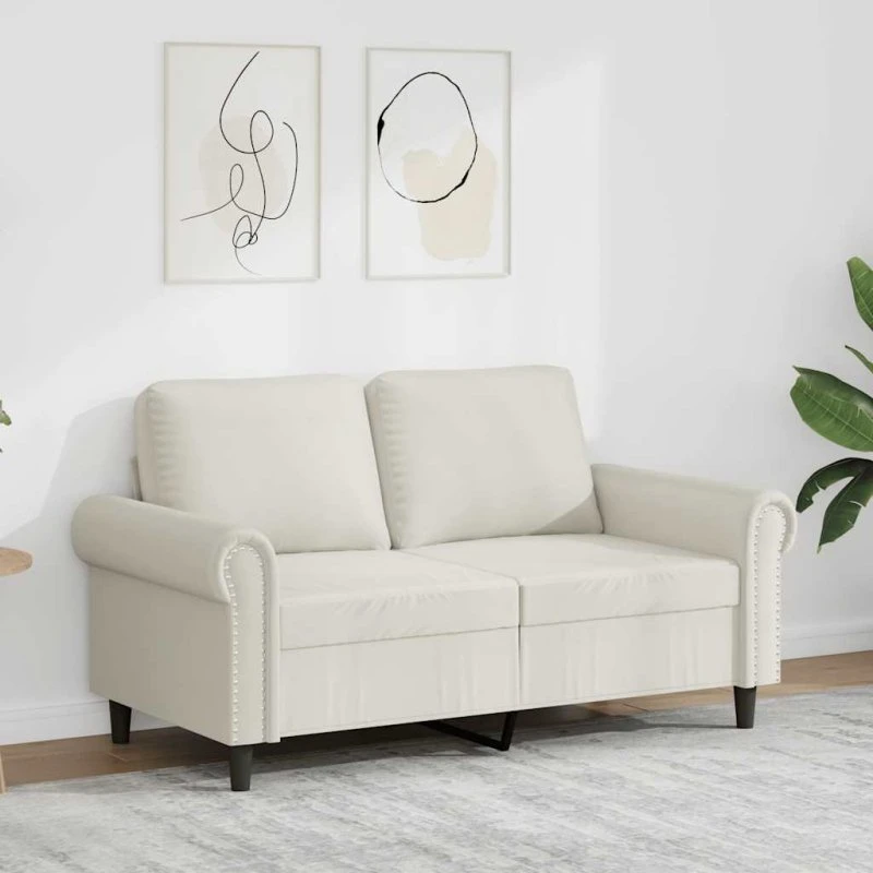 vidaXL 2-personers sofa 120 cm velour cremefarvet