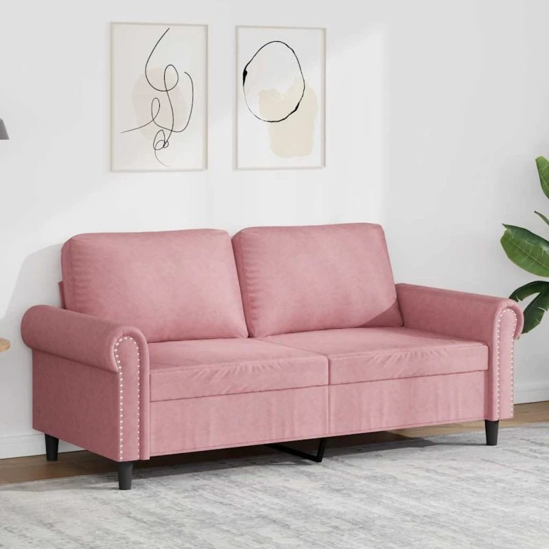 vidaXL 2-personers sofa 140 cm lyserød fløjl