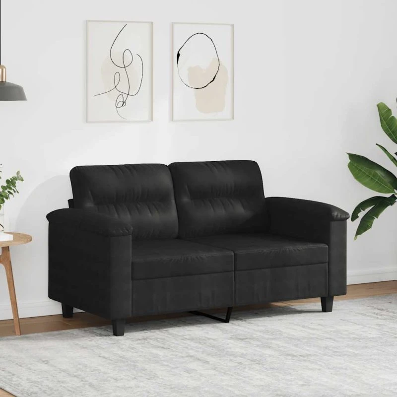 vidaXL 2-personers sofa 120 cm sort mikrofiberstof