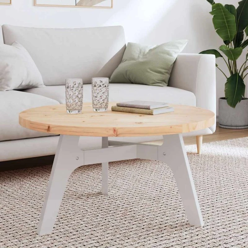 vidaXL Rund bordplade 80x3 cm massivt fyrretræ