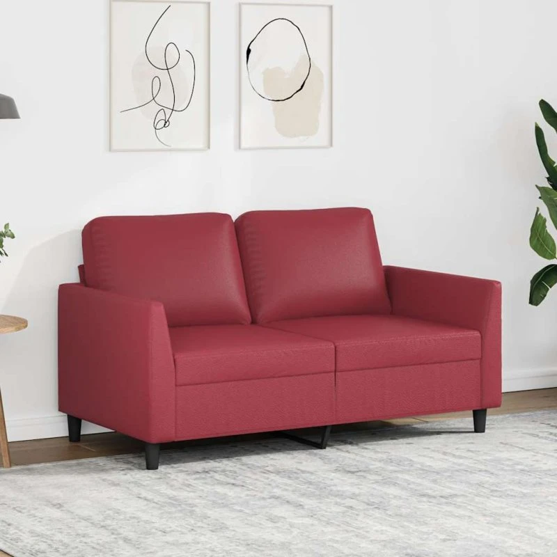 vidaXL 2-personers sofa 120 cm vinrød kunstlæder