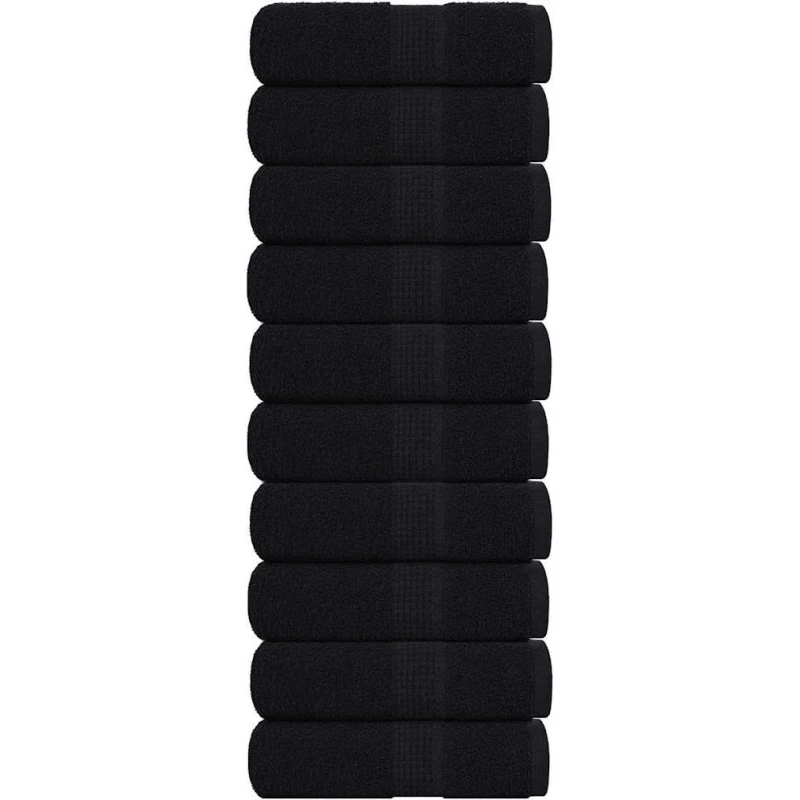 vidaXL FROGN 10 stk. sorte vaskehåndklæder 30x30 cm 360 gsm