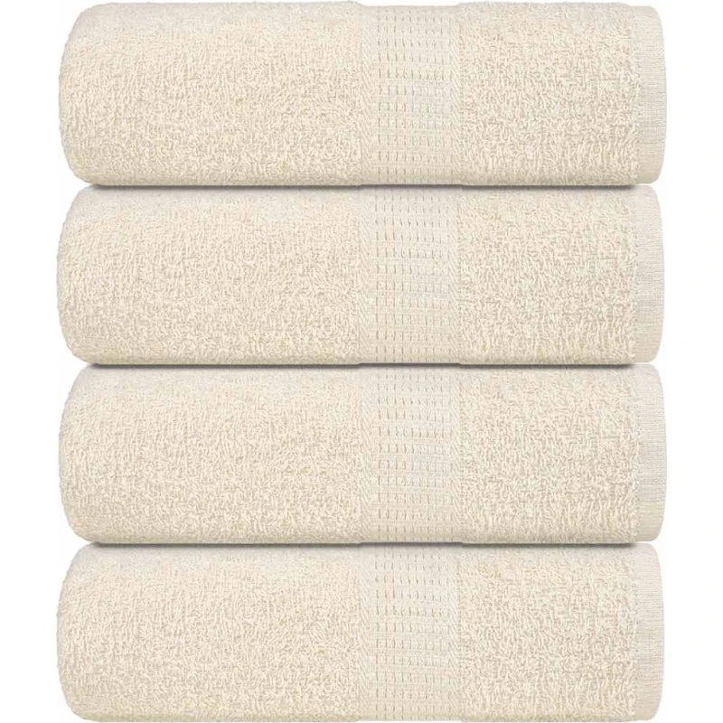 vidaXL FROGN 4 stk. cremefarvede vaskehåndklæder 30x30 cm 360 g/m²
