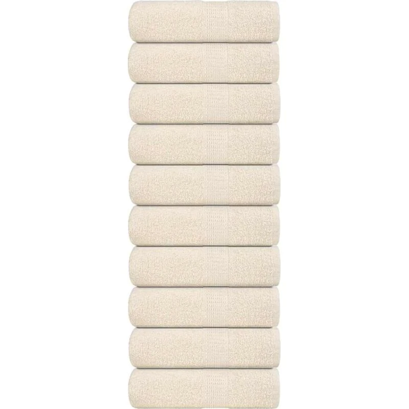 vidaXL FROGN 10 stk. cremefarvede vaskehåndklæder 30x30 cm 360 gsm
