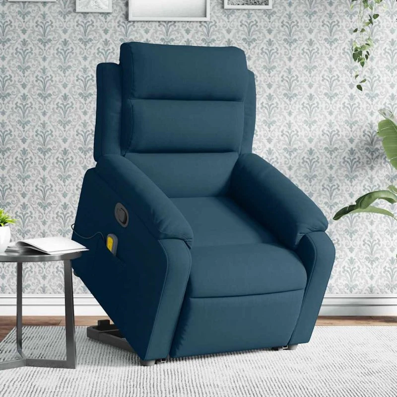 vidaXL Løftestol med Massagefunktion Fløjl Blå