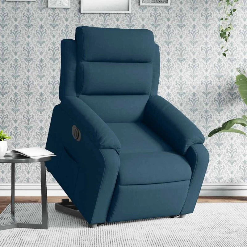 vidaXL løftestol velour blå med elektrisk løftefunktion