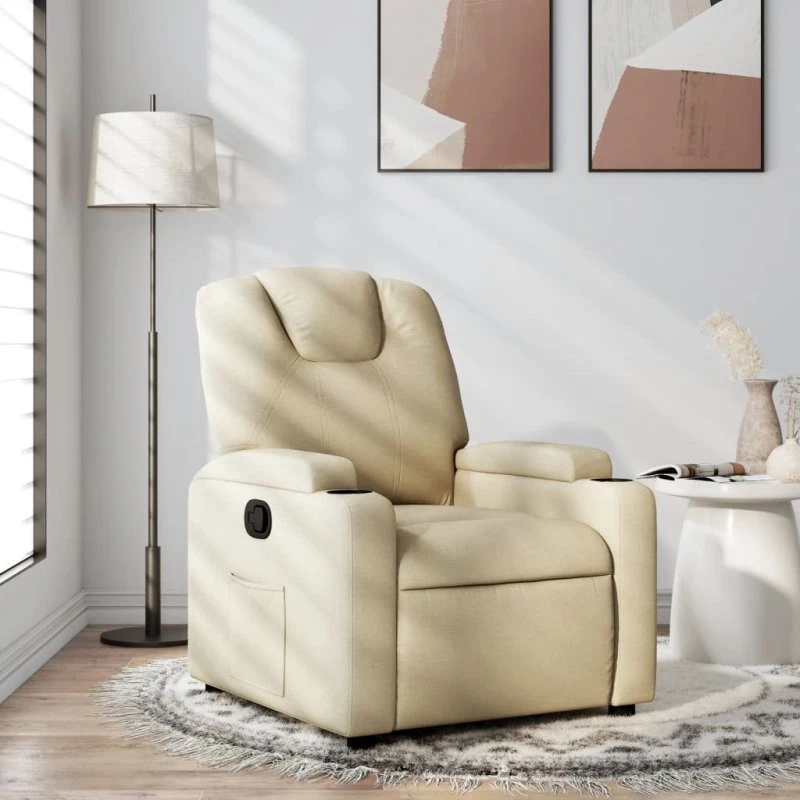 vidaXL Lænestol Creme Stof med Manuel Recliner