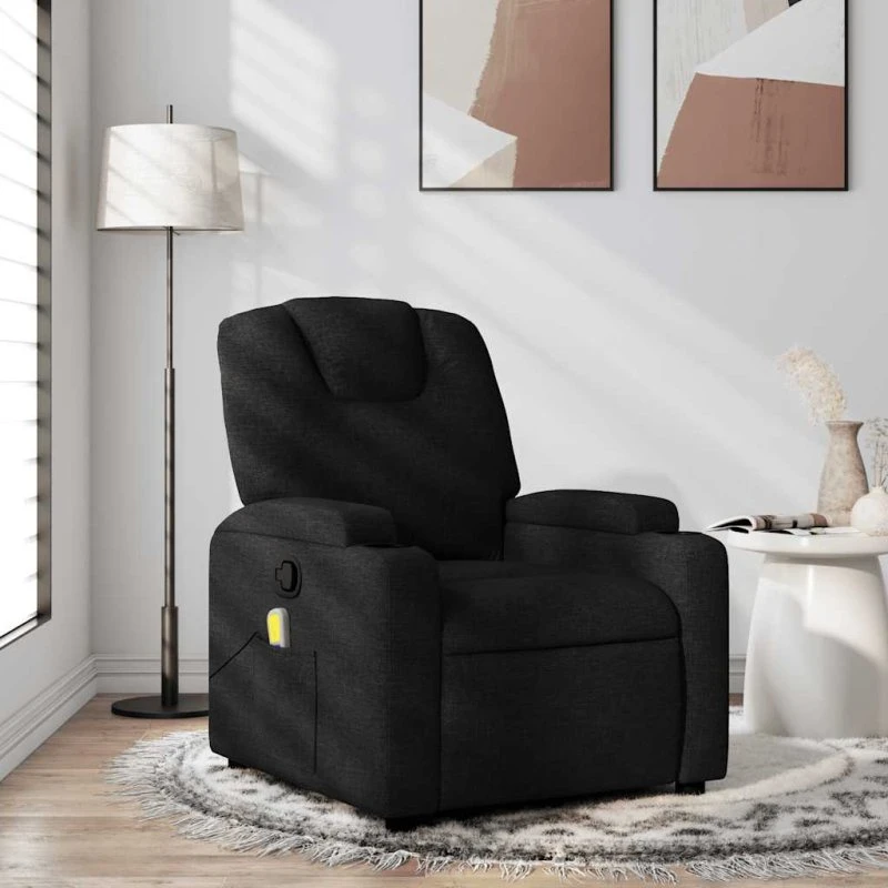 vidaXL Massagestol Sort Stof, Manuel Recliner med 6 Massagepunkter
