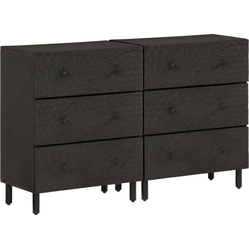vidaXL 2 stk. kommoder 60x33x75 cm massivt mangotræ sort