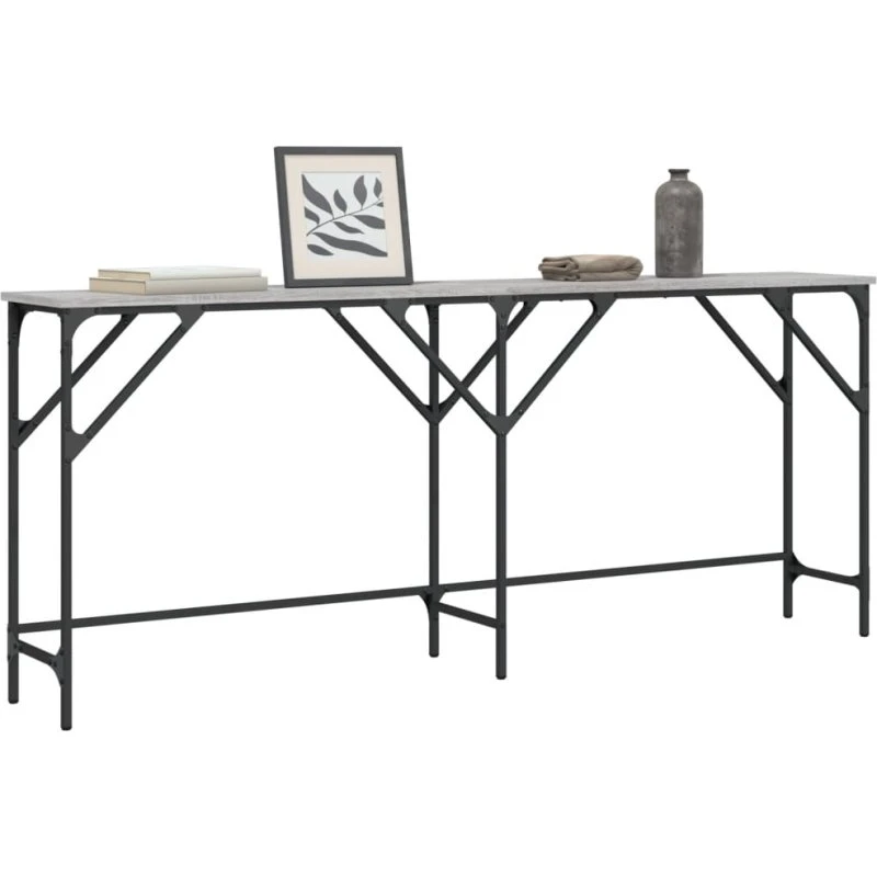 vidaXL Konsolbord 180x29x75 cm grå sonoma-eg konstrueret træ