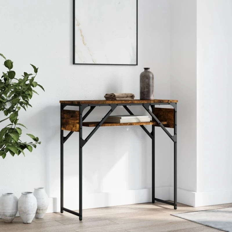 vidaXL Konsolbord 75x30x75 cm røget eg konstrueret træ