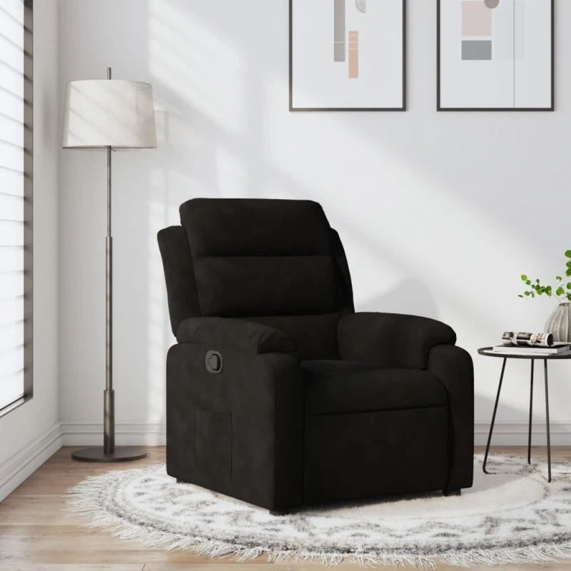 vidaXL Lænestol Velour Sort med Manuel Lænefunktion