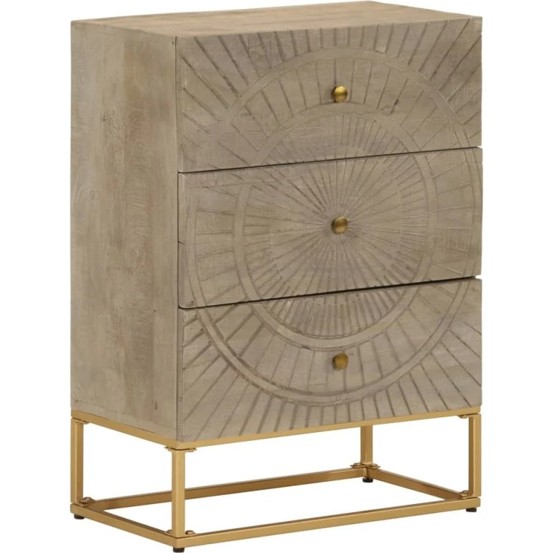 vidaXL Kommode 55x30x76 cm i Massivt Mangotræ og Jern